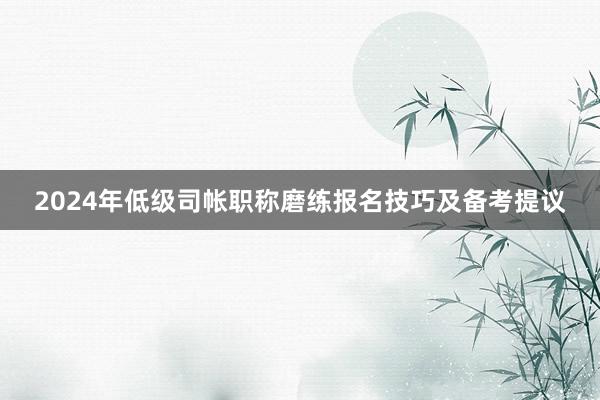 2024年低级司帐职称磨练报名技巧及备考提议