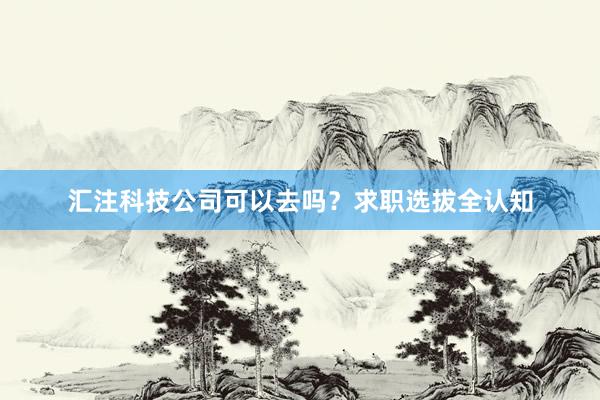 汇注科技公司可以去吗？求职选拔全认知