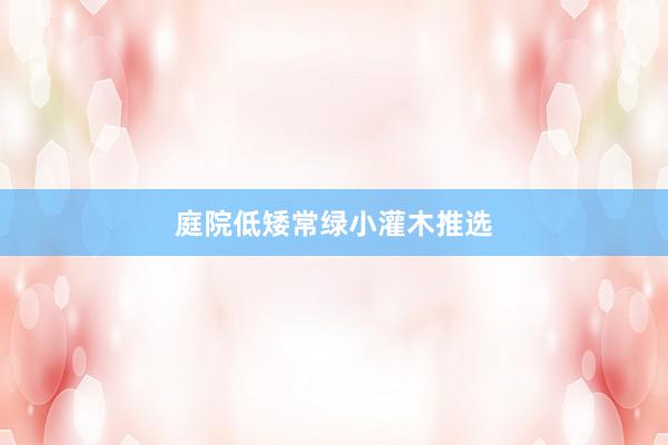 庭院低矮常绿小灌木推选